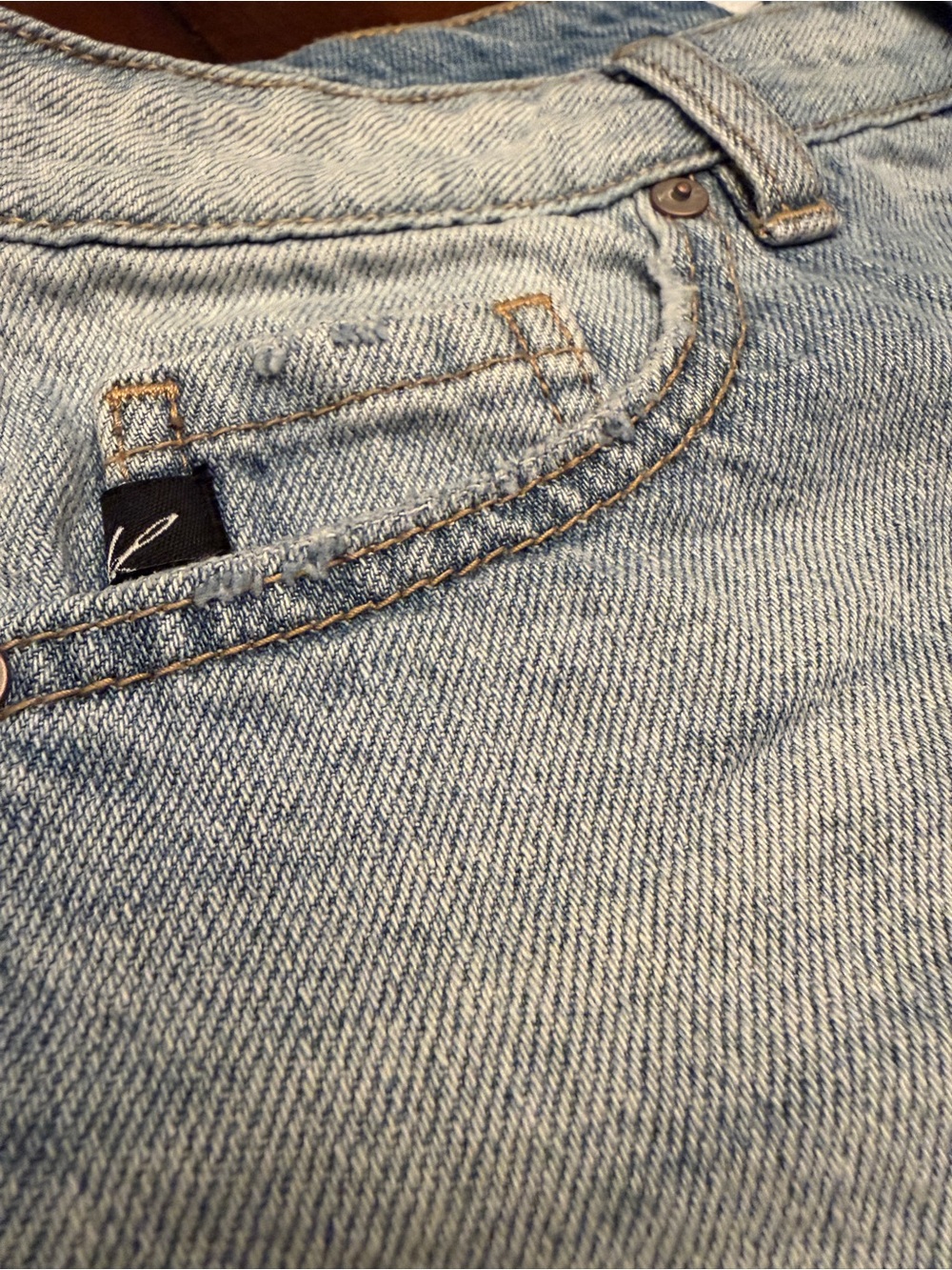 KanCan Light Blue Frayed High-Rise Denim Shorts - Picture 6 of 7
